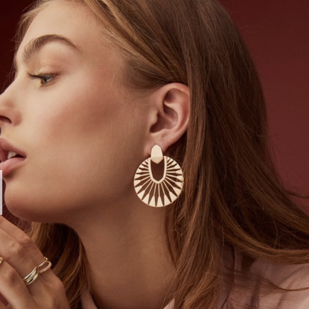 Kendra Scott Rose Gold Sunburst Drop Earrings
